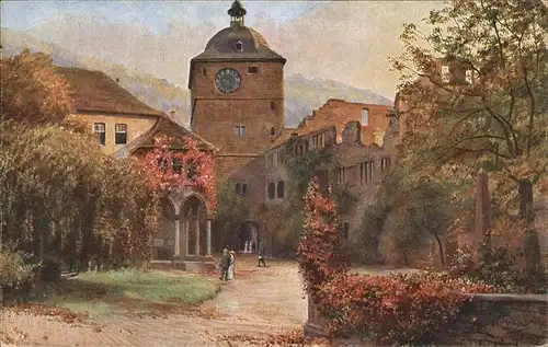 Hoffmann Heinrich Schloss Heidelberg Nr. 122  Kat. Kuenstlerkarte