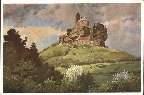 Hoffmann Heinrich Dagsburg Schlossfelsen St. Leo. Kapelle Kat. Kuenstlerkarte