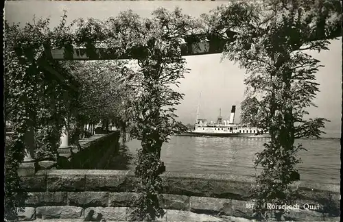 Dampfer Seitenrad Roerschach Quai Kat. Schiffe