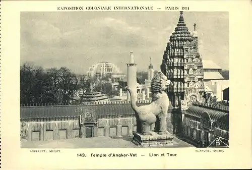 Exposition Coloniale Paris 1931 Temple d Angkor Vat Tour Lion Kat. Expositions