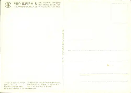 Kuenstlerkarte Pro Infirmis Maria S. Merian Apfelbaum Schwmmspinner Kat. Kuenstlerkarte