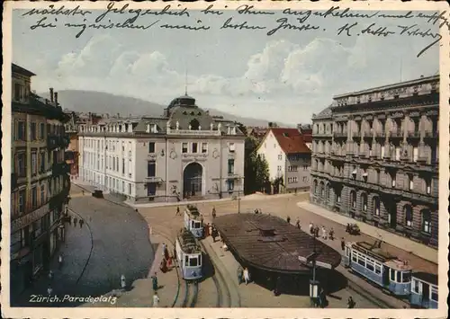 Strassenbahn Zuerich Paradeplatz Kat. Strassenbahn