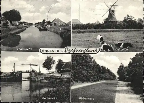 Ostfriesland Windmuehle Kuehe Fehnpartie Sielbruecke Waldstr. Kat. Regionales