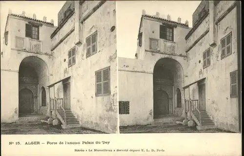 Stereoscopkarte Alger Porte de l ancien Palais du Dey Kat. Besonderheiten