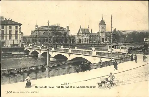 Strassenbahn Zuerich Bahnhofbruecke Landesmuseum Kat. Bahnen