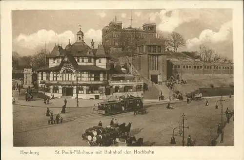 Strassenbahn Hamburg St. Pauli Faehrhaus Bahnhof Hochbahn Kat. Bahnen