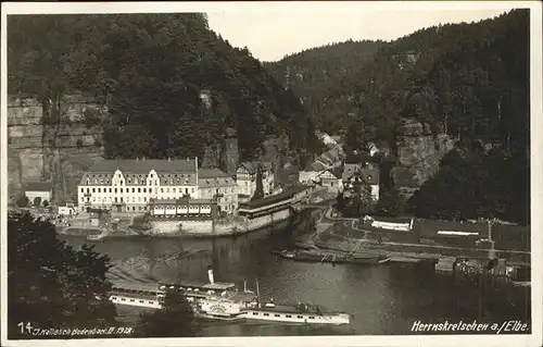 Dampfer Seitenrad Herrnskretschen an der Elbe Kat. Schiffe