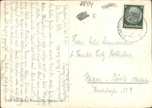 Kuenstlerkarte Nr. 1429 J. Frank Dinkelsbuehl Hezelhof Kat. Kuenstler