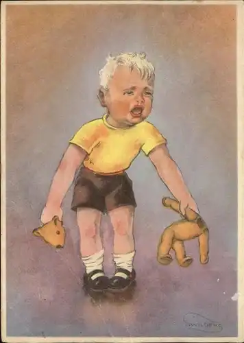 Teddy Teddybaer Teddy bear Kind Kuenstlerkarte S. Wildens  Kat. Kinderspielzeug