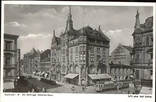 Strassenbahn Karlsruhe Am Moninger Amerika Haus Kat. Bahnen