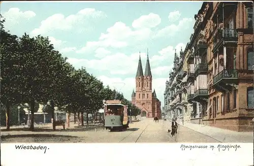 Strassenbahn Wiesbahn Rheinstrasse Ringkirche Kat. Bahnen