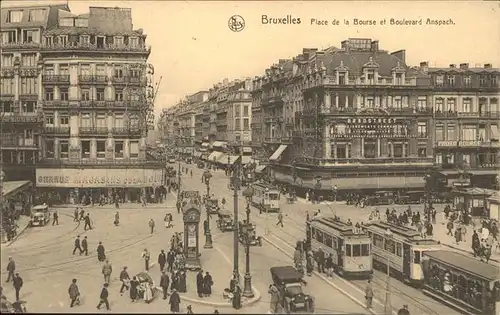 Strassenbahn Bruxelles Place de la Bourse Boulevard Anspach Kat. Bahnen