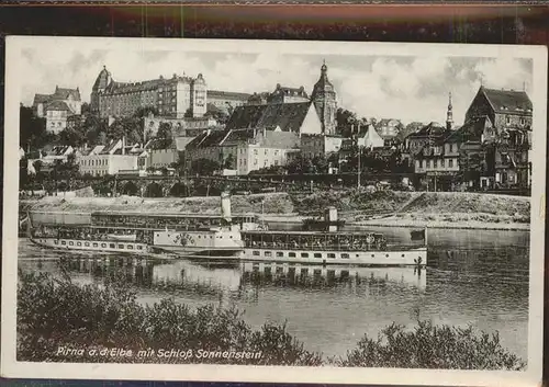 Dampfer Seitenrad Leipzig Pirna Schloss Sonnenstein Kat. Schiffe