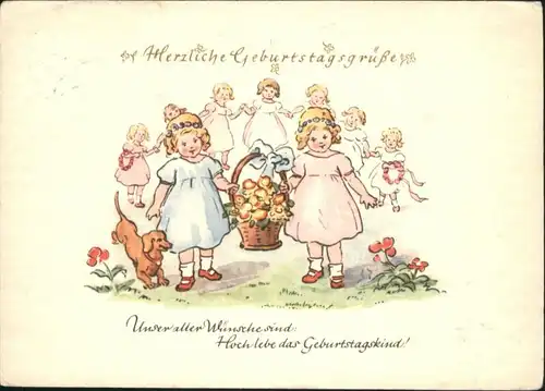 Geburtstag Kinder Korb Maedchen Tanzen / Greetings /