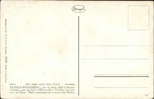 Kuenstlerkarte Rudolf Henneberg Die Jagd nach dem Glueck / Kuenstlerkarte /