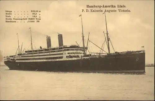 Dampfer Oceanliner Hamburg Amerika Linie PD Kaiserin Auguste Victoria / Schiffe /