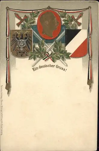 Schwarz Weiss Rot Wappen Wilhelm II Praegedruck / Heraldik /