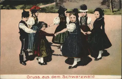 Trachten Schwarzwald Kinder Tanzen Praegedruck / Trachten /