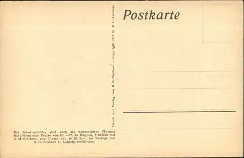 Scherenschnitt Schattenbildkarte Kuenstler Diefenbach Goettl / Besonderheiten /