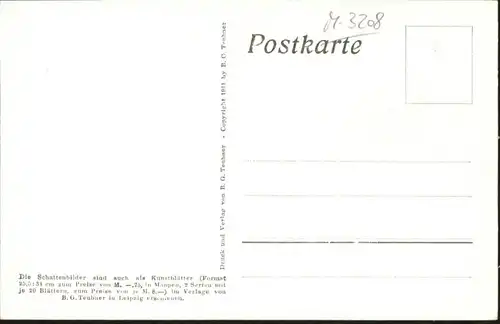 Scherenschnitt Schattenbildkarte Kuenstler Diefenbach Goettl / Besonderheiten /