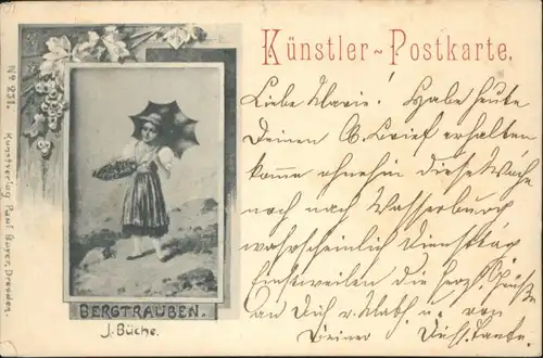 Kuenstlerkarte J. Bueche Bergtrauben / Kuenstlerkarte /