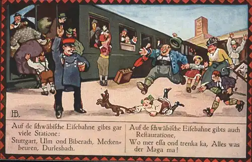 Kuenstlerkarte Hans Boettcher Schwaebische Eisenbahn  / Kuenstlerkarte /