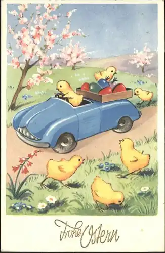 Ostern Easter Paques Auto Kueken / Greetings /