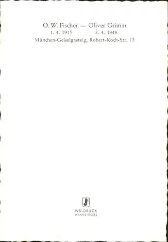 Schauspieler O. W. Fischer Oliver Grimm / Kino und Film /