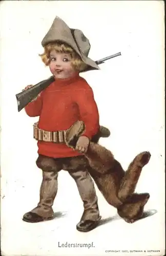 Teddy Teddybaer Teddy-bear  Kind Lederstrumpf Gewehr / Kinderspielzeug /