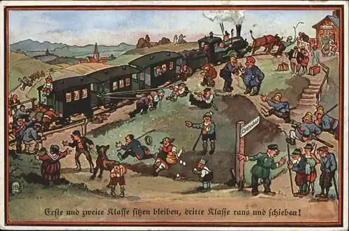 Kuenstlerkarte H. B. Schwaebische Eisenbahn Humor / Kuenstlerkarte /