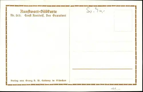 Vermenschlicht Kuenstler Ernst Kreidolf Gratulant Nr. 205 Grashuepfer / Kuenstlerkarte /
