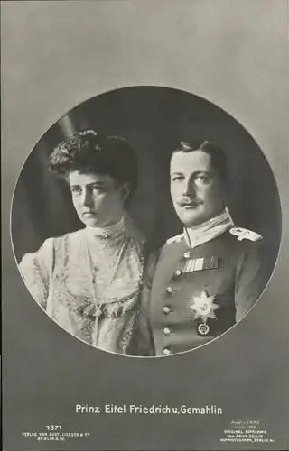 Adel Preussen Prinz Eitel Friedrich Prinzessin Herzogin Sophie Charlotte / Koenigshaeuser /