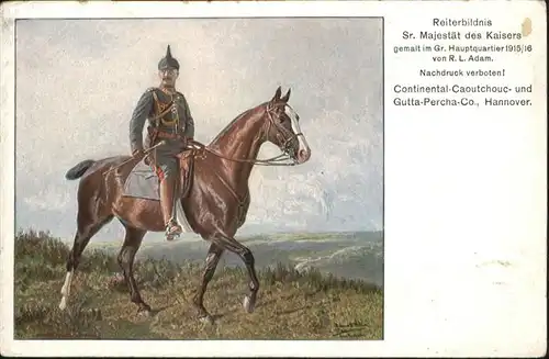 Wilhelm II Pferd Pickelhaube Kuenstler R. L. Adam / Persoenlichkeiten /