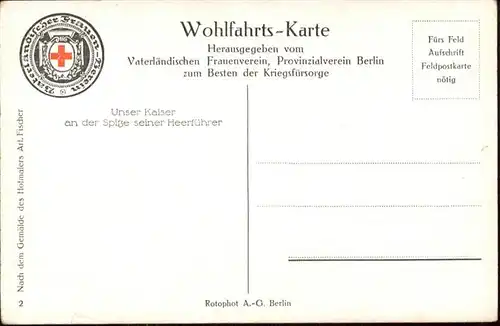 Wilhelm II Rotes-Kreuz Soldaten Pferde Kuenstler A. Fischer / Persoenlichkeiten /