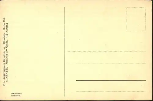 Menzel A. Friedrich d. Gr. 1750 Arbeitszimmer Potsdam / Kuenstlerkarte /