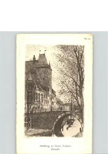 Kuenstlerkarte W. de Haan Utrecht Jansburg Bruecke / Kuenstlerkarte /