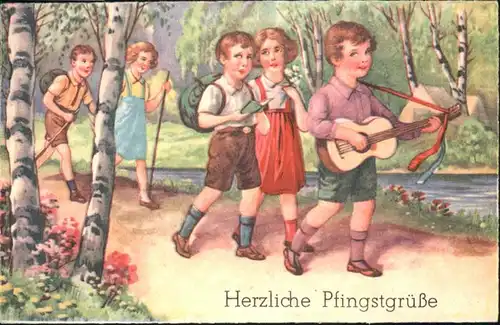 Gitarre Pfingstgruesse Wanderer Kinder / Musik /