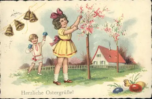 Ostern Easter Paques Glocken Kinder Ostereier / Greetings /