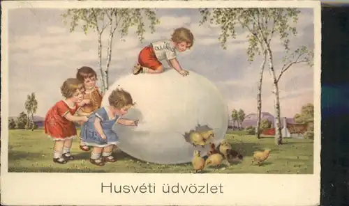 Ostern Easter Paques Kueken Kinder Husveti uedvoezlet / Greetings /