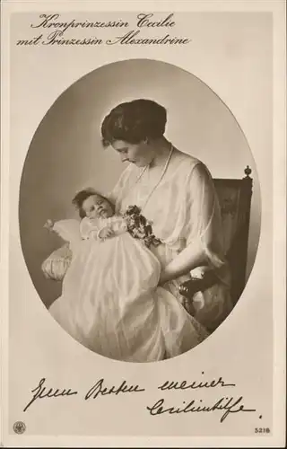 Adel Preussen Kronprinzessin Cecilie Prinzessin Alexandrine Cecilienhilfe / Koenigshaeuser /