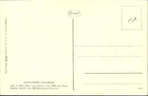 Adel Preussen Kronprinz Friedrich Wilhelm / Koenigshaeuser /