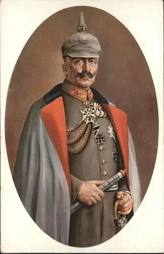 Wilhelm II nach Originalgemaelde von R. Grabendorff Pickelhaube Militaria / Persoenlichkeiten /