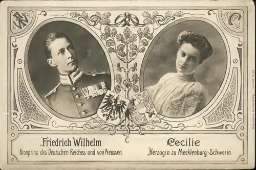 Adel Preussen Kronprinzessin Cecilie Kronprinz Friedrich Wilhelm  / Koenigshaeuser /