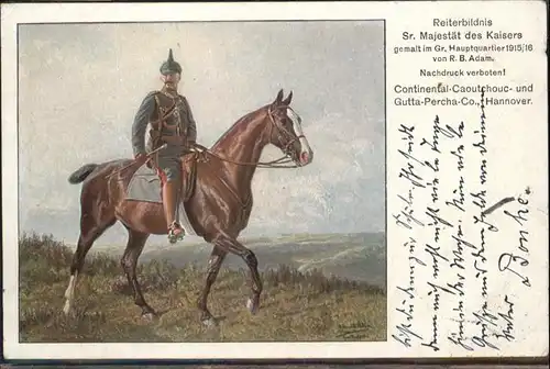 Wilhelm II Reiten Pferd Pickelhaube Kuenstler R. B. Adam / Persoenlichkeiten /