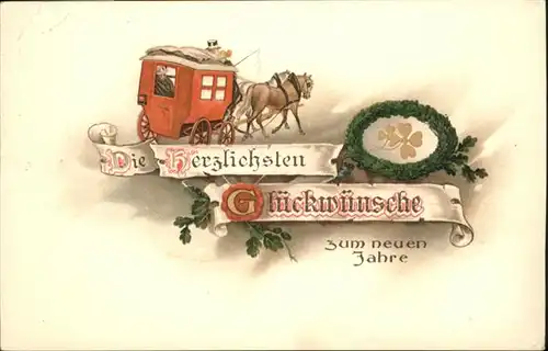 Neujahr Kutsche Pferde / Greetings /