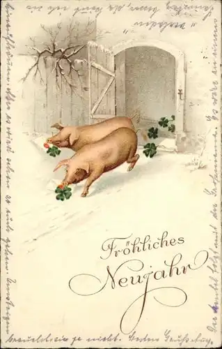 Neujahr Schweine Kleeblaetter / Greetings /