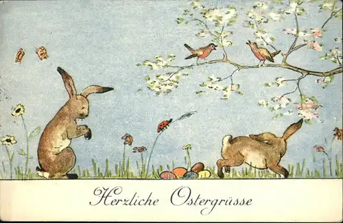 Ostern Easter Paques Hasen Kaefer Schmetterling Voegel / Greetings /
