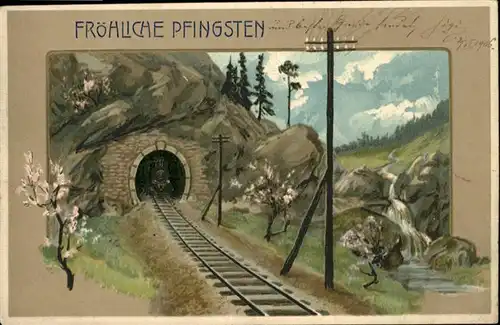 Pfingsten Pentecost Pentecote Tunnel Eisenbahn / Greetings /
