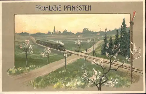 Pfingsten Pentecost Pentecote Eisenbahn / Greetings /
