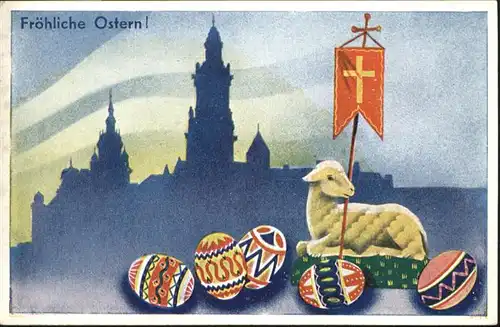 Ostern Easter Paques Schaf Ostereier / Greetings /